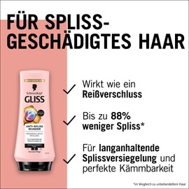 Gliss Conditioner Anti-Split Ends Miracle (200 ml), Conditioner Repairs Damaged Hair Fibres, for Long-Lasting Split End Sealing and 88% Less Split Ends