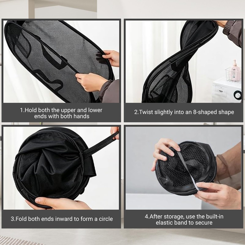 Collapsible Laundry Baskets, 3 Pack Mesh Pop-Up Laundry Hampers