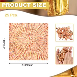 sourcing map 25 Pcs Gold Leaf Sheets 5.5" x 5.5" Imitation Gold Foil Sheets Variegated Booklet with Pattern for Crafts,Picture Frames,Nails and DIY Arts Decoration,Copper Blooming Flower