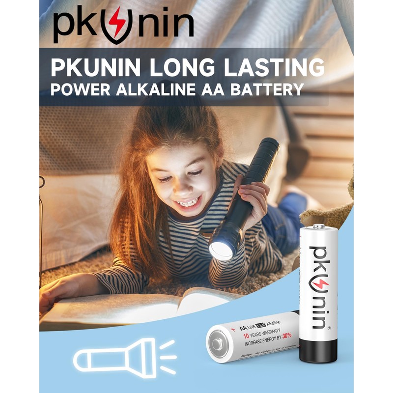 PKUNIN AA Batteries 1.5V Alkaline Double A Batteries 12 Pack,