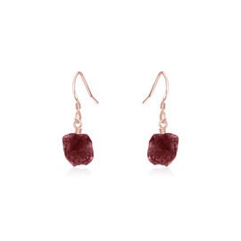 Ruby Raw Nugget Earrings in 14k Rose Gold Fill