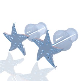 Dainty Flat 925 Silver Starfish Earring Studs Pair - Tiny Ear Studs Starfish Shape For Women Teens - Silicone Backings Included