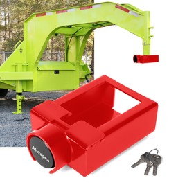 Alwapea Gooseneck Lock for Trailer Gooseneck Trailer Lock Fit for Most 7-Inch Bottom Plate Couplers, Heavy Duty Trailer Lock Fits Round & Square Trailer Tubes Red