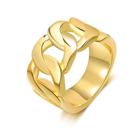 Mytys 14K Gold Plated Ring for Women,Chunky Twisted Band Rings Stackable Chain Link Rings Mother's Day Jewelry Gift