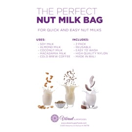 Vibrant Superfoods Nut Milk Bag Eco- Friendly Re-Useable Make Nut Milks / Juices / Nut Cheeses / Cold Brew Coffee / Tea, White