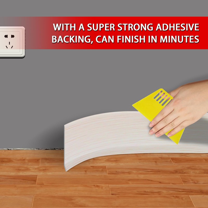 Vinyl Wall Base Baseboard Molding Trim 4" Flexible Self Adhesive