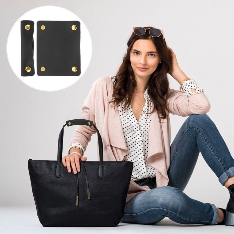 Lurrose 2pcs Handbag Handles PU Leather Cover Handbag Handle Protector