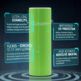 Premium Top Grade Real Sheet Overlay 60"x120" In Vinyl Wrap Bubble Free Air Release - 3D Green Carbon Fiber Matte