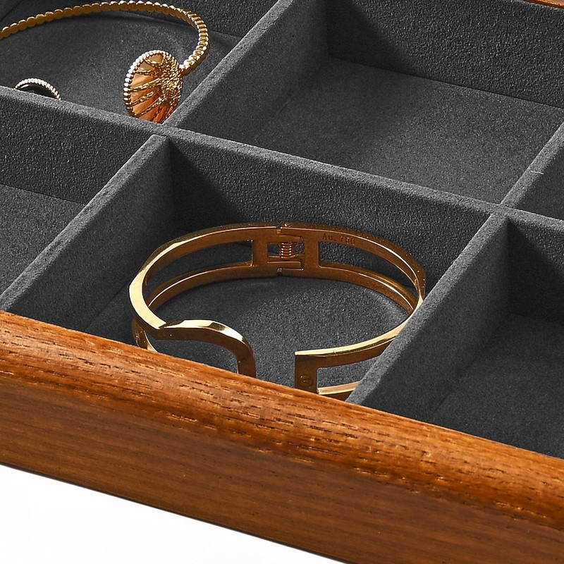 Oirlv Solid Wood 6 Grid Jewellery Trays, Stackable, Organiser for