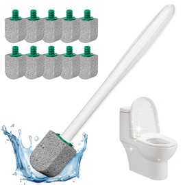 Pumice Stone Toilet Bowl Cleaner,Bathroom Cleaner Brush Toilet Wand Refills with 30CM Long Handle for Remove Hard Water Stains with 1 Wand+ Pumice Stones (10 Pack Stone)