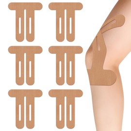 6PCS Kinesiology Tape Knee Tape 22x25cm, Precut Strips Rock Tape Kinesiology Tape Latex-Free for Knee Support Muscle & Joint Stability Sports Knee Cap Stability Tape Athletic Tape Strip