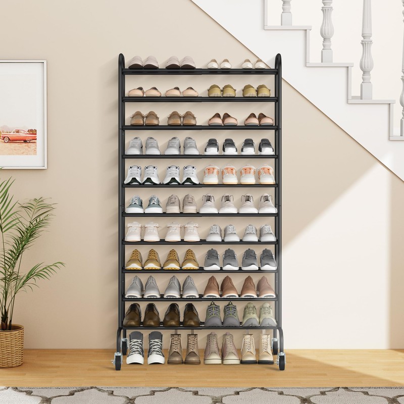 STORAGE MANIAC 10-Tier Expandable Shoe Rack, 44 Pairs Tall Vertical