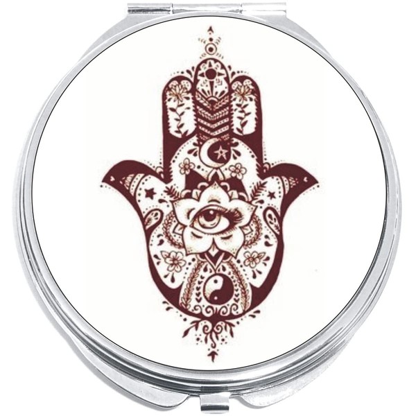 NewCharms Hamsa Hand Eye Compact with Mirrors - Perfect Pocket