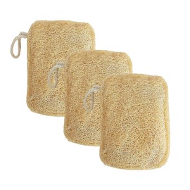 TECHSUPREME Natural Loofah Exfoliating Sponge (3 Pack) - Loofa Exfoliating Body Scrubber - Biodegradable Organic Loofah Sponge - Shower Luffa Sponges - Shower Lufa (Rectangular)