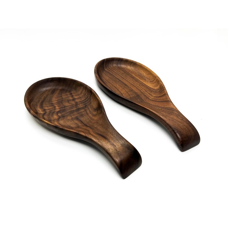 Kityemo Walnut Wooden Spoon Rest Cooking Spoon Holder Organizer Heat-Resistant