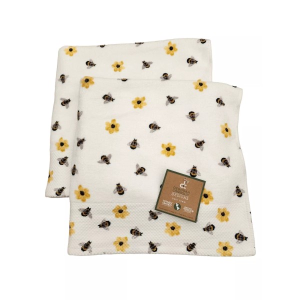Deborah Connolly Set of 2 Bumble Bee Flowers Bath Towels