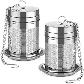 U Chef Infusores de Té para té suelto, Set de 2 Coladores de Té de Acero Inoxidable 18/8, Filtro de té de Malla extra fina para preparar té, especias y condimentos