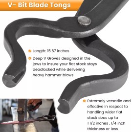 E-cowlboy Knife Making Tongs Set Blacksmith Bladesmith Knife Tong Anvil Vise Forge 3pcs