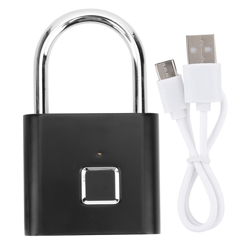 Smart Fingerprint Padlock USB Rechargeable Security LED Lock for Backpack