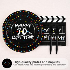 Grencian 96 Pcs Friends Themed 30th Birthday Party Decorations The One Where She Turns 30 Paper Plates Friends Birthday Party Supplies Tableware for Friend Women TV Show Fans Happy 30th Party Decor