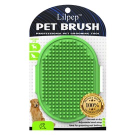 Dog Grooming Brush, Lilpep Pet Shampoo Bath Brush Soothing Massage Rubber Comb with Adjustable Ring Handle for Long Short Haired Dogs and Cats (Blue)