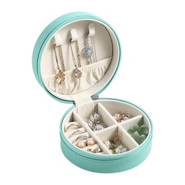 Travel Jewellery Box,PU Leather Samll Jewelry Case,Portable Jewelry Storage for Rings Necklace Earrings Stud Bracelets Blue