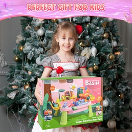 DFDKDJDU 2026 Upgraded Water Table for Toddlers 1-3, Water Table for Kids Ages 4-8 with Pump, Play Sink with Running Water, Kitchen Sink for Toddlers, Fishing Game and Outside Sensory Toys