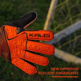 Kalci Goalkeeper Goalie Soccer Gloves Kids Youth Goalkeeper Field Player Glove Boys Girls Embossed Anti-Slip Latex Palm Soft with Wrist Supports