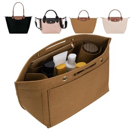 ETTP Purse Organizer Insert for LE PLIAGE Top Handle (Lighting Coffee, Small)