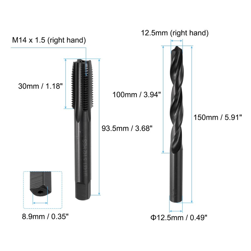 uxcell Metric Tap & Drill Bit Set, 1pcs M14 x