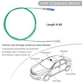 DXNQ Auto Sunroof Drain Cleaning Tool, 78 Inch Long Pipe Cleaning Brush Windshield Wiper Drain Hole, Flexible Slim Drain Dredging Tool Brush Tube Cleaner for Car Tank Drain Kitchen