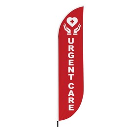 Urgent Care 2 Feather Flag(11.5Feetx2.5Feet) By Dreamcontroller | Outdoor Business Advertising Tall Flag | Weather-Resistant Knitted Swooper Flag | Made In Usa | Hd Print (Flag Only)