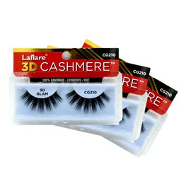 LAFLARE 3D CASHMERE Eyelashes, Natural Look, FRESH, GLAM, WISPY, HOT, Fluffy, Soft, Reusable, Luxurious Handmade Strips False Lashes - 3 PACKS SPECIAL BUNDLE CG (CG210, 3)