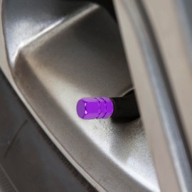 X AUTOHAUX 8pcs Purple Tire Stem Valve Caps Wheel Valve Covers Car Dustproof Hexagon Shape Aluminium Alloy Tire Cap