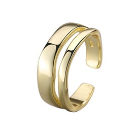 Punk Layered Irregular Open Band Ring for Women Unisex Unique Chunky Thick Geometry Wide Fashion Thumb Knuckle Finger Cuff Ring Adjustable Statement Trendy Jewelry Gift (Gold)