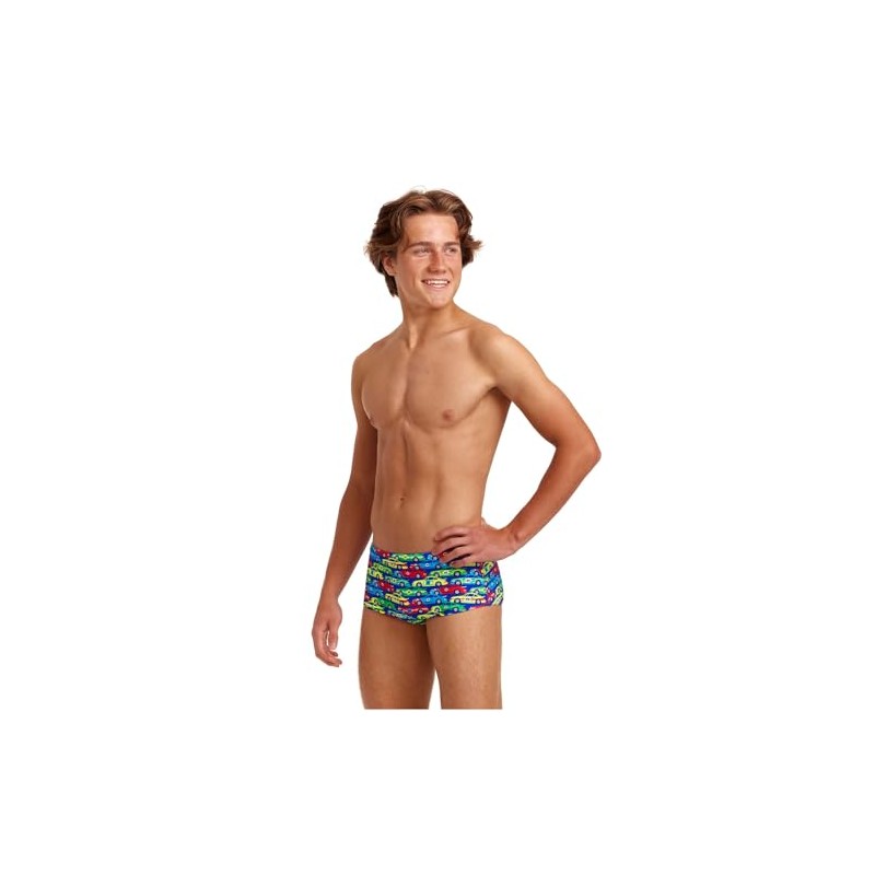 Funky Trunks Boys' Swimming Trunks, Children's Car Stacker Quick-Drying and