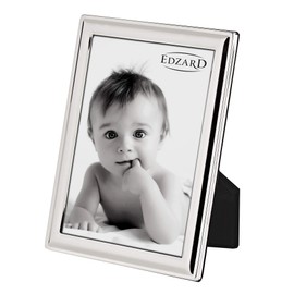 EDZARD Terni Picture Frame for Photo 13 x 18 cm Elegant Silver-Plated Tarnish-Resistant with Velvet Backing Includes 2 Hangers Photo Frame for Standing and Hanging