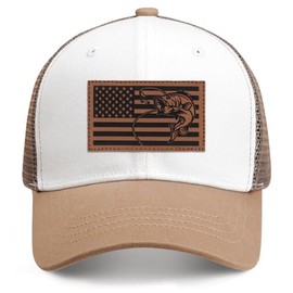 IORTY RTTY Fishing Gifts for Men American Flag Trucker Hat Fishing Hat Mens Christmas Birthday Gifts for Dad Father's Day Champagne