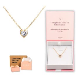 Davanna - Collar Corazon Regalo Aniversario Amigas Mama Acero Baño 18k