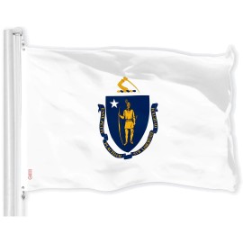 UD_G128 Combo Pack: American USA Flag 3x5 Ft & Massachusetts Flag 3x5 Ft, Both Printed 150D Polyester, Indoor/Outdoor, Brass Gro