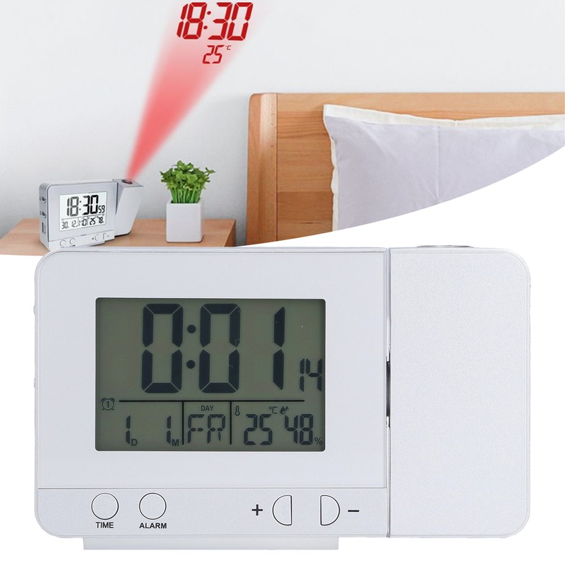 Projection Alarm Clock Backlit LED USB Charging Multifunctional Clock with