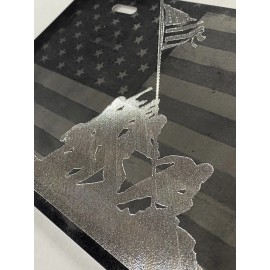 Diamond Etched Products Combo Laser & Diamond Engraved USA Iwo Jima Patriotic Car Tag License Plate