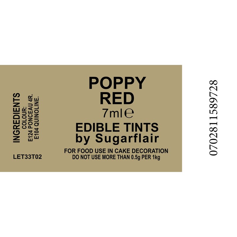 Sugarcraft Sugarflair Colour Blossom Tint Powder Dust Poppy Red 7ml