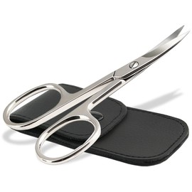 Left-Handed Nail Scissors with Sharp Curved Blade, Professional Scissors for Nails, Made of Stainless Steel with Case, Also Suitable for Right-Handers