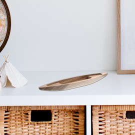 HOMSFOU Unfinished Wooden Boat Wooden Nautical Fishing Canoe Toy Ocean Landscape Ornament for Centerpiece Home DIY Project Supply Wooden Fishing Boat