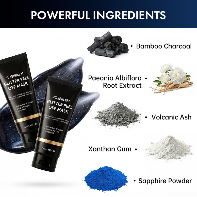 Roseblem Charcoal Blackhead Remover Mask, Peel Off Face Mask for