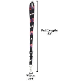 American Flag Lanyard Keychain and ID Holder with Detachable, Breakaway Buckle for Keys or Badge | Durable Black Polyester | Patriotic Novelty Necklace