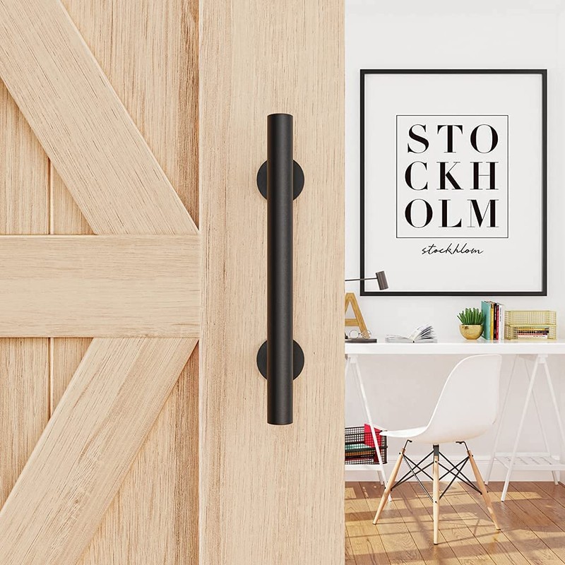 ZEKOO 12'' Sliding Barn Door Handle Hardware Two-Side Design Black