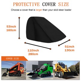 Skid Loader Steer Cover Waterproof,Track Loaders Covers with Drawstring,Windproof,Heavy Duty Oxford Cloth (110*51*63inch,Black)
