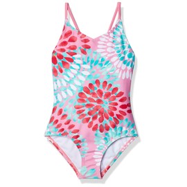 Kanu Surf Girls Beach Sport 1-Piece Swimsuit, Daisy Pink, 10